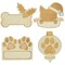 Set of 4 Unfinished Wooden Etched Dog and Cat Shape Cutout DIY Craft 3.9 Inches